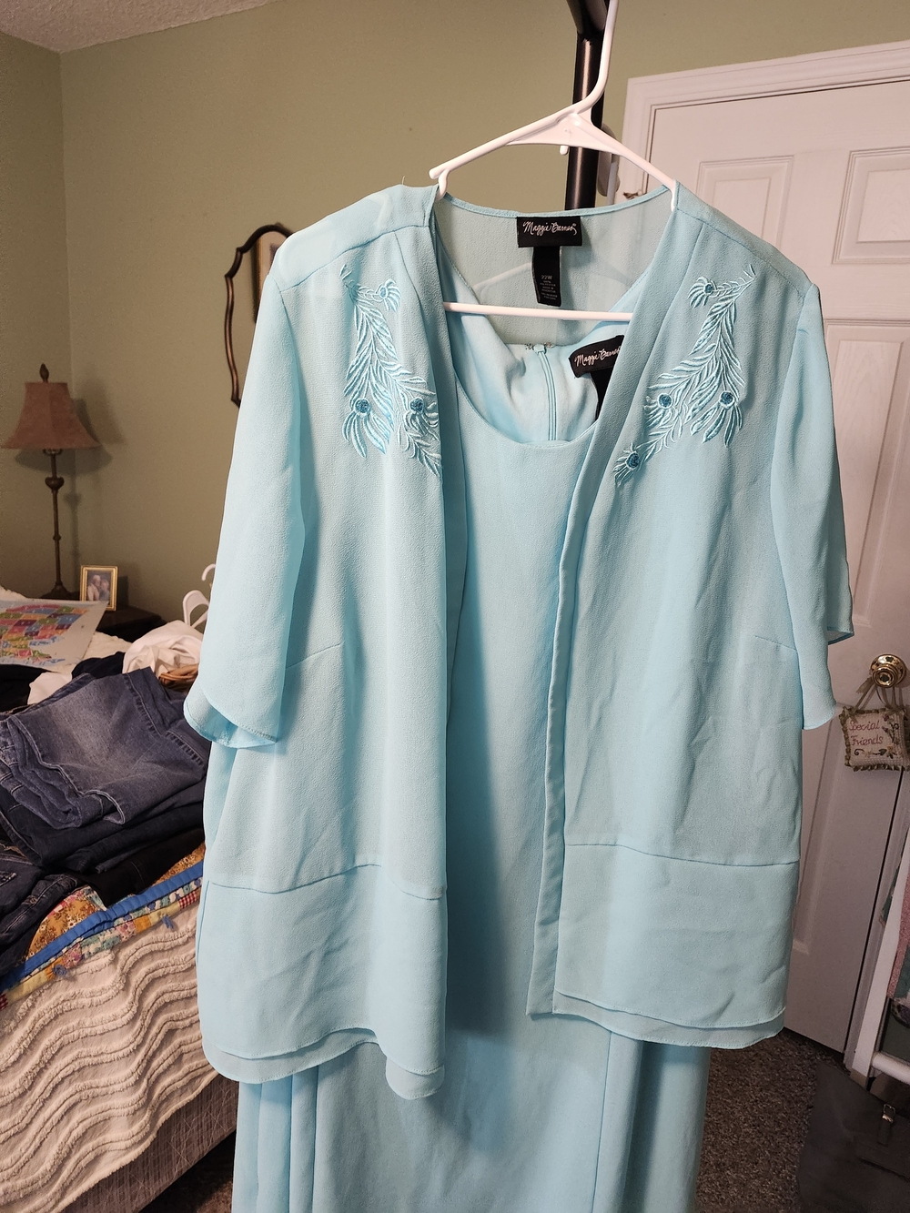 Light Agua Embroidered Women's Top
